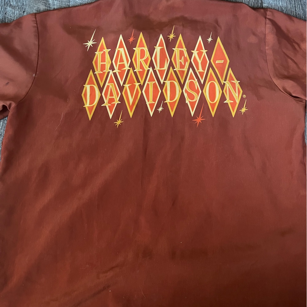 Harley Davidson Men's Orange and Brown Shirt Size Large - Picture 5 of 6
